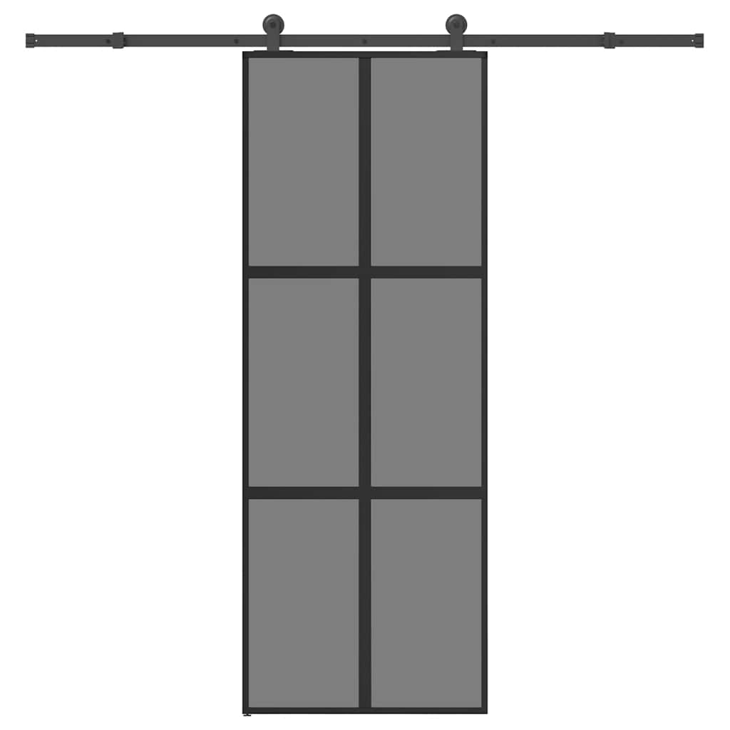 Porta Scorrevole Ferramenta 76x205 cm Vetro Temperato Alluminio