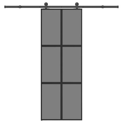 Porta Scorrevole Ferramenta 76x205 cm Vetro Temperato Alluminio