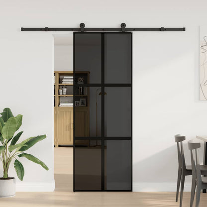 Porta Scorrevole Ferramenta 76x205 cm Vetro Temperato Alluminio