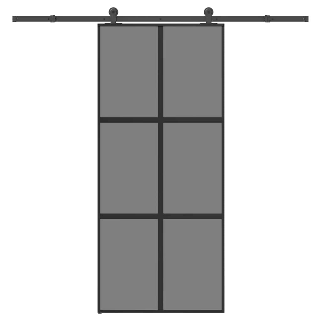 Porta Scorrevole Ferramenta 90x205 cm Vetro Temperato Alluminio