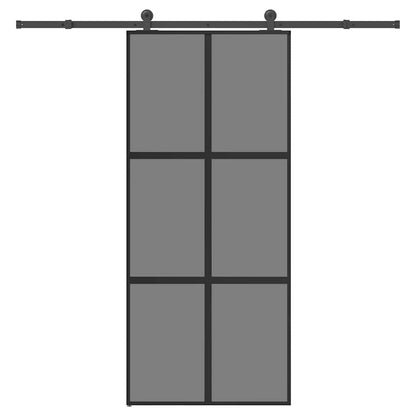 Porta Scorrevole Ferramenta 90x205 cm Vetro Temperato Alluminio