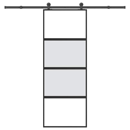 Porta Scorrevole Ferramenta 76x205 cm Vetro Temperato Alluminio