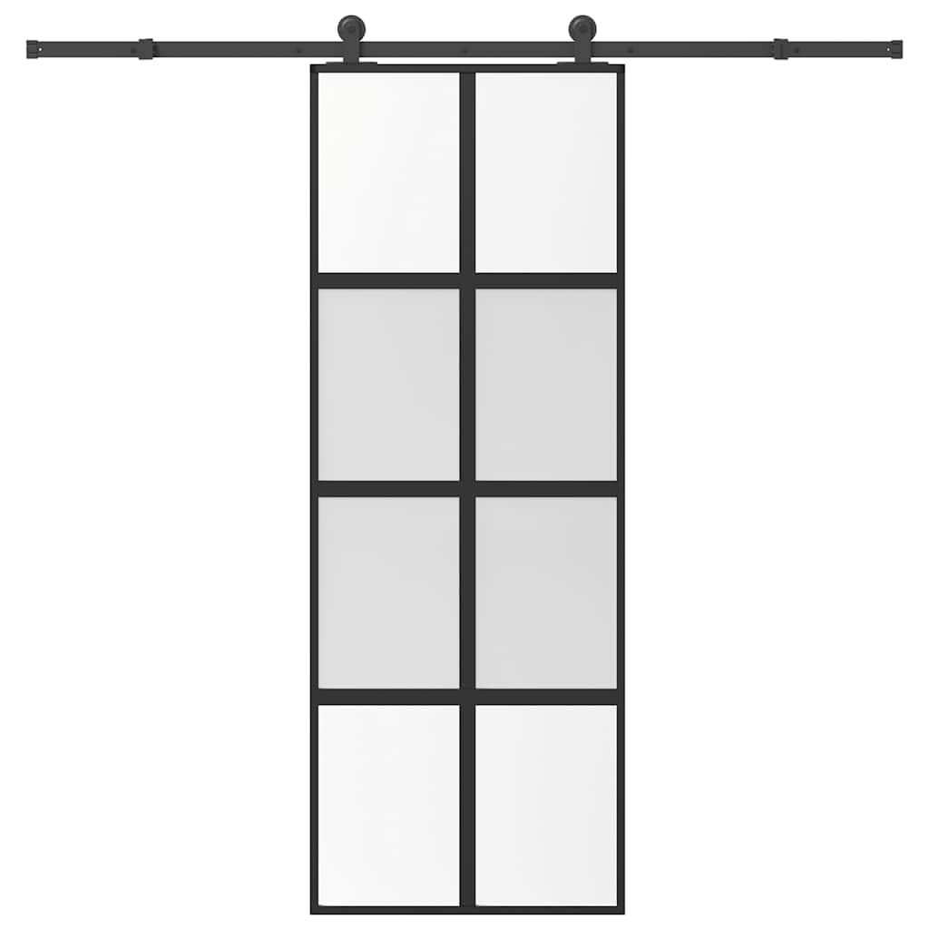 Porta Scorrevole Ferramenta 76x205 cm Vetro Temperato Alluminio