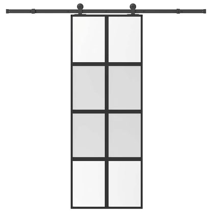 Porta Scorrevole Ferramenta 76x205 cm Vetro Temperato Alluminio