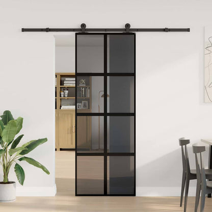 Porta Scorrevole Ferramenta 76x205 cm Vetro Temperato Alluminio