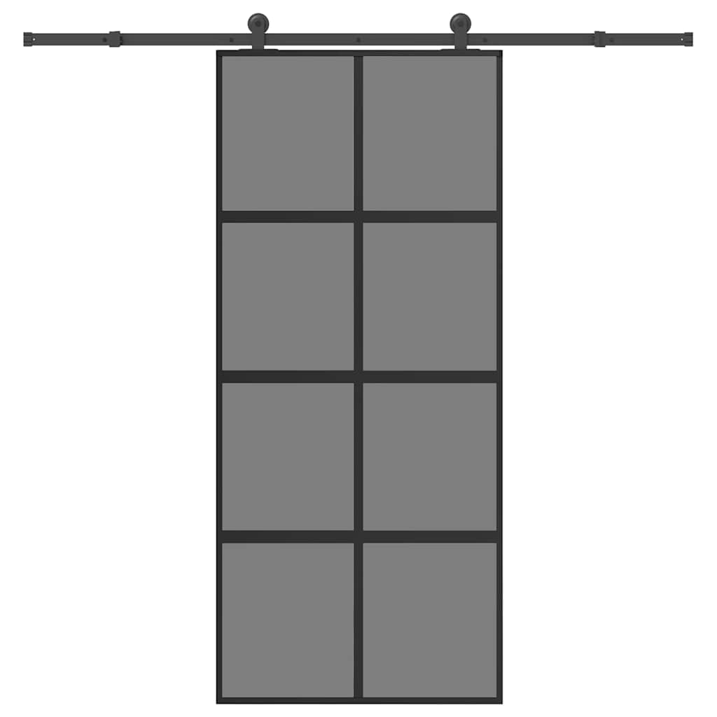 Porta Scorrevole Ferramenta 90x205 cm Vetro Temperato Alluminio