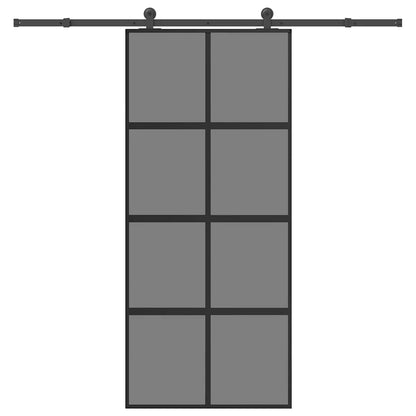 Porta Scorrevole Ferramenta 90x205 cm Vetro Temperato Alluminio