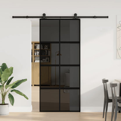 Porta Scorrevole Ferramenta 90x205 cm Vetro Temperato Alluminio