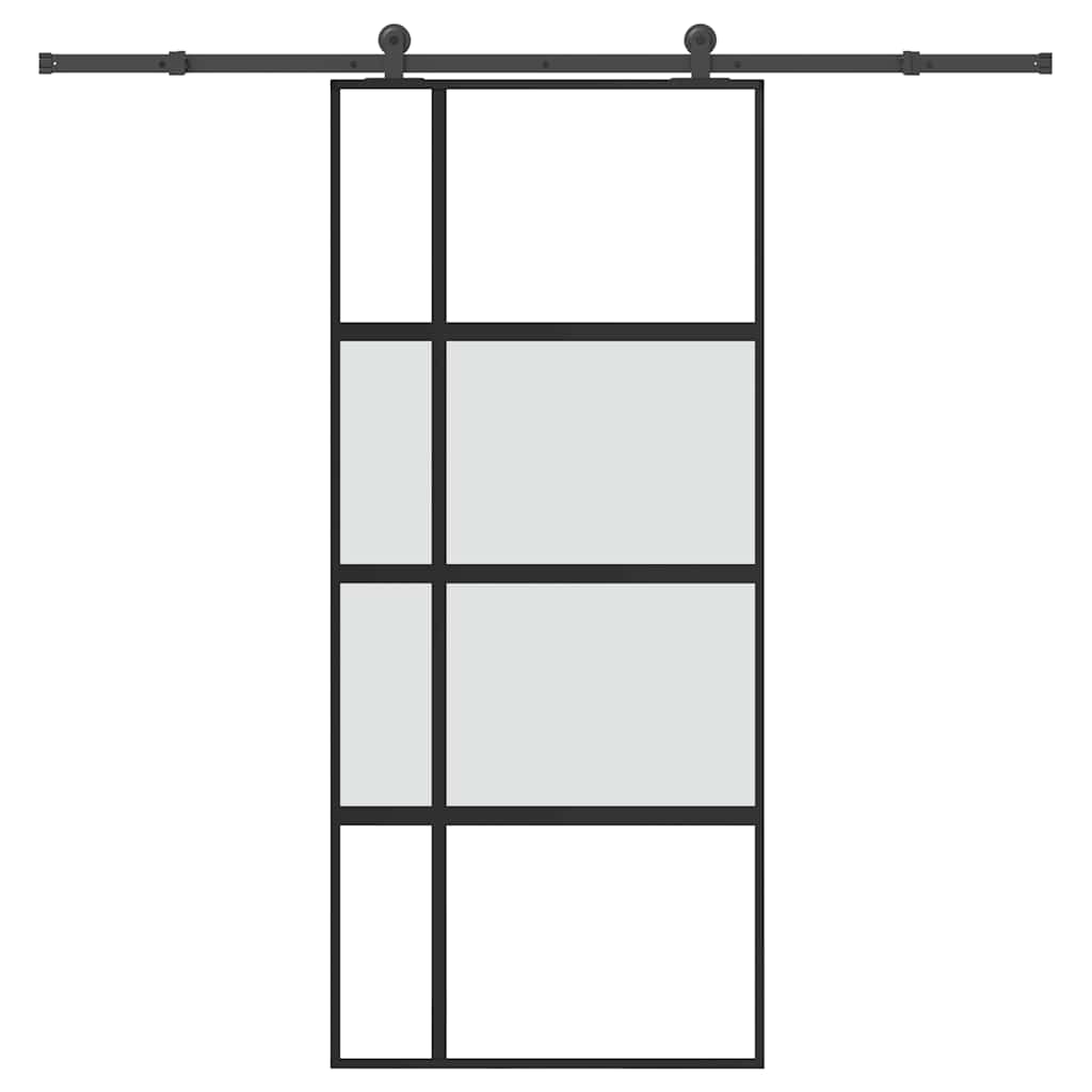 Porta Scorrevole Ferramenta 90x205 cm Vetro Temperato Alluminio