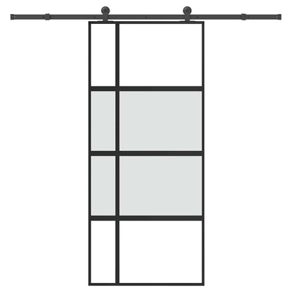 Porta Scorrevole Ferramenta 90x205 cm Vetro Temperato Alluminio