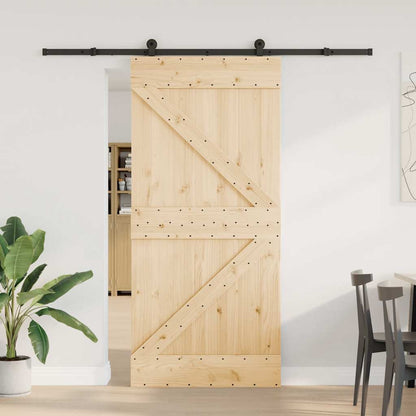 Porta Scorrevole con Set Hardware 95x210 cm Legno Massello Pino