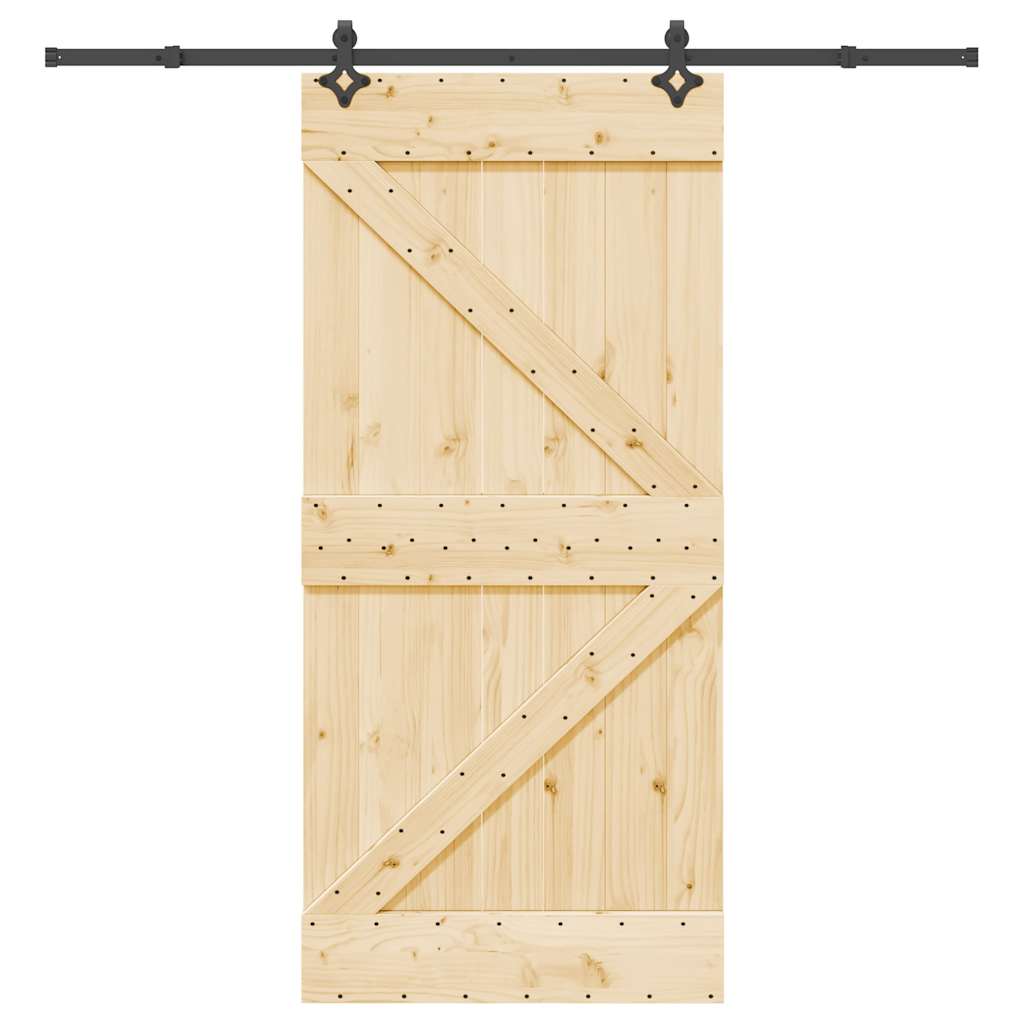 Porta Scorrevole con Set Hardware 95x210 cm Legno Massello Pino