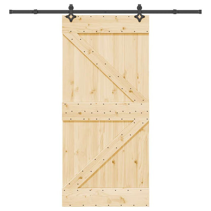 Porta Scorrevole con Set Hardware 95x210 cm Legno Massello Pino
