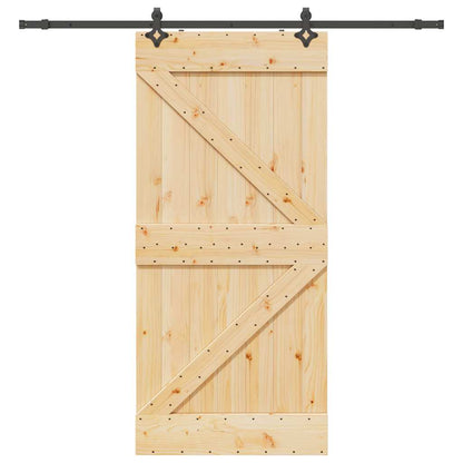 Porta Scorrevole con Set Hardware 100x210cm Legno Massello Pino