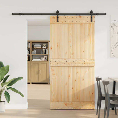 Porta Scorrevole con Set Hardware 100x210cm Legno Massello Pino
