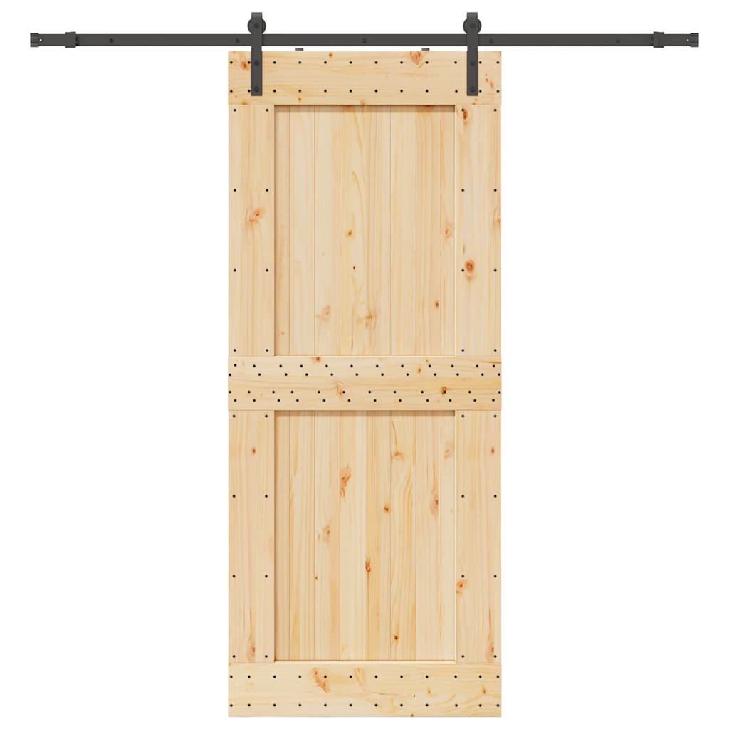 Porta Scorrevole con Set Hardware 95x210 cm Legno Massello Pino