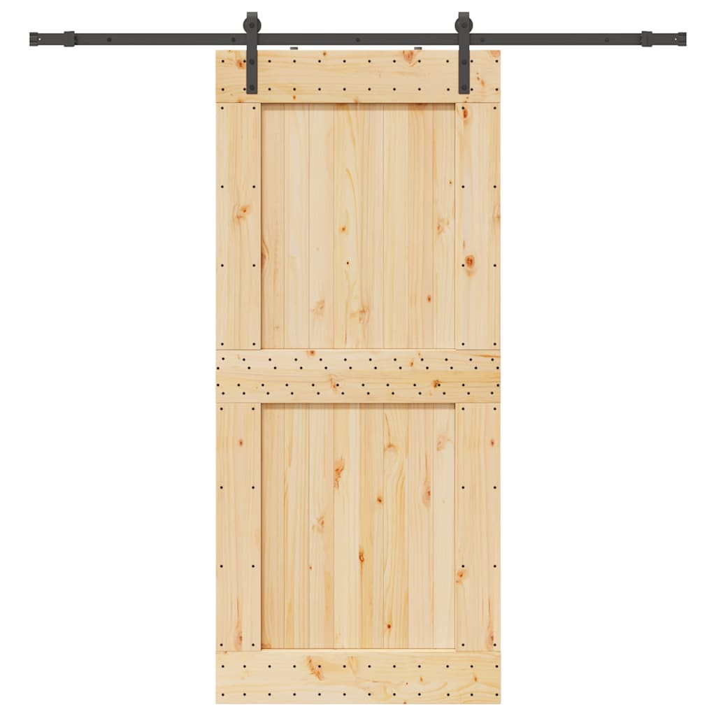 Porta Scorrevole con Set Hardware 100x210cm Legno Massello Pino