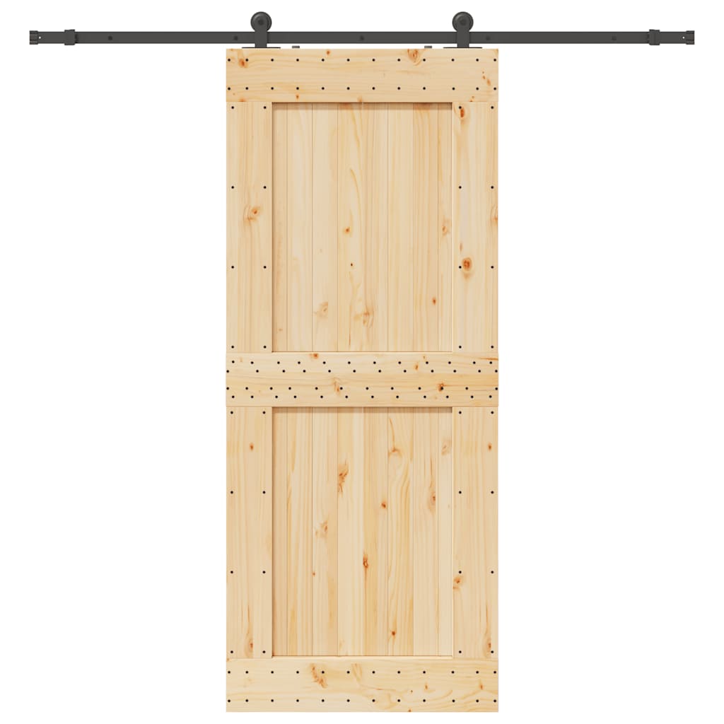 Porta Scorrevole con Set Hardware 95x210 cm Legno Massello Pino