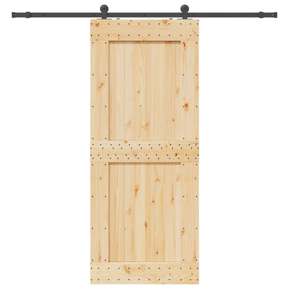 Porta Scorrevole con Set Hardware 95x210 cm Legno Massello Pino