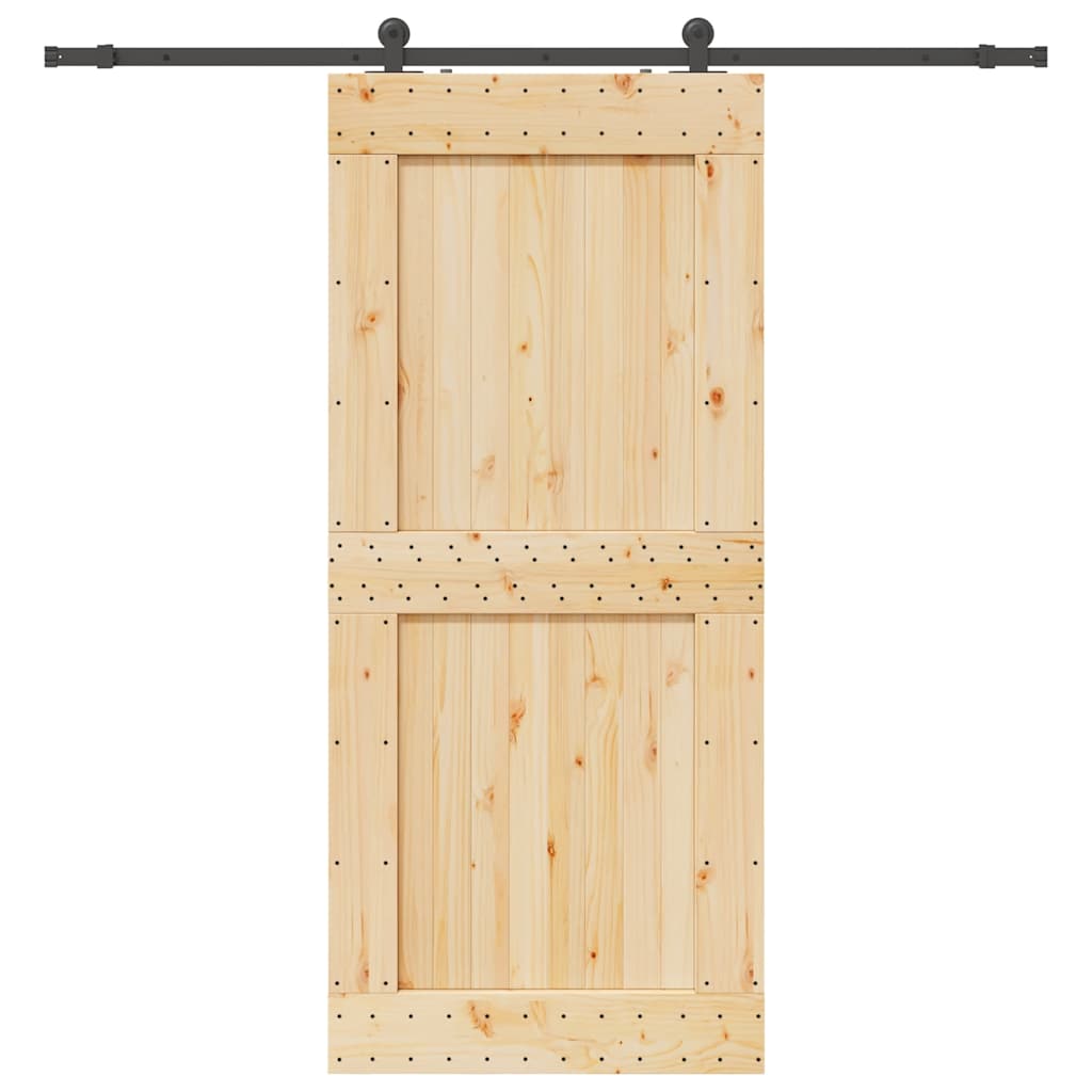 Porta Scorrevole con Set Hardware 100x210cm Legno Massello Pino