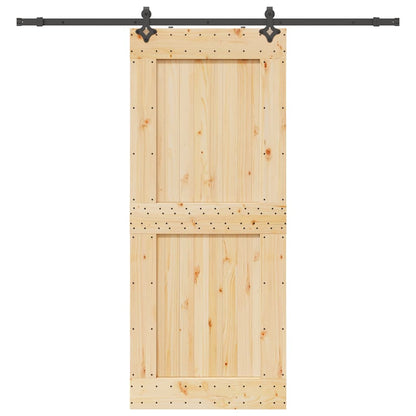 Porta Scorrevole con Set Hardware 95x210 cm Legno Massello Pino