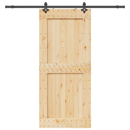 Porta Scorrevole con Set Hardware 100x210cm Legno Massello Pino