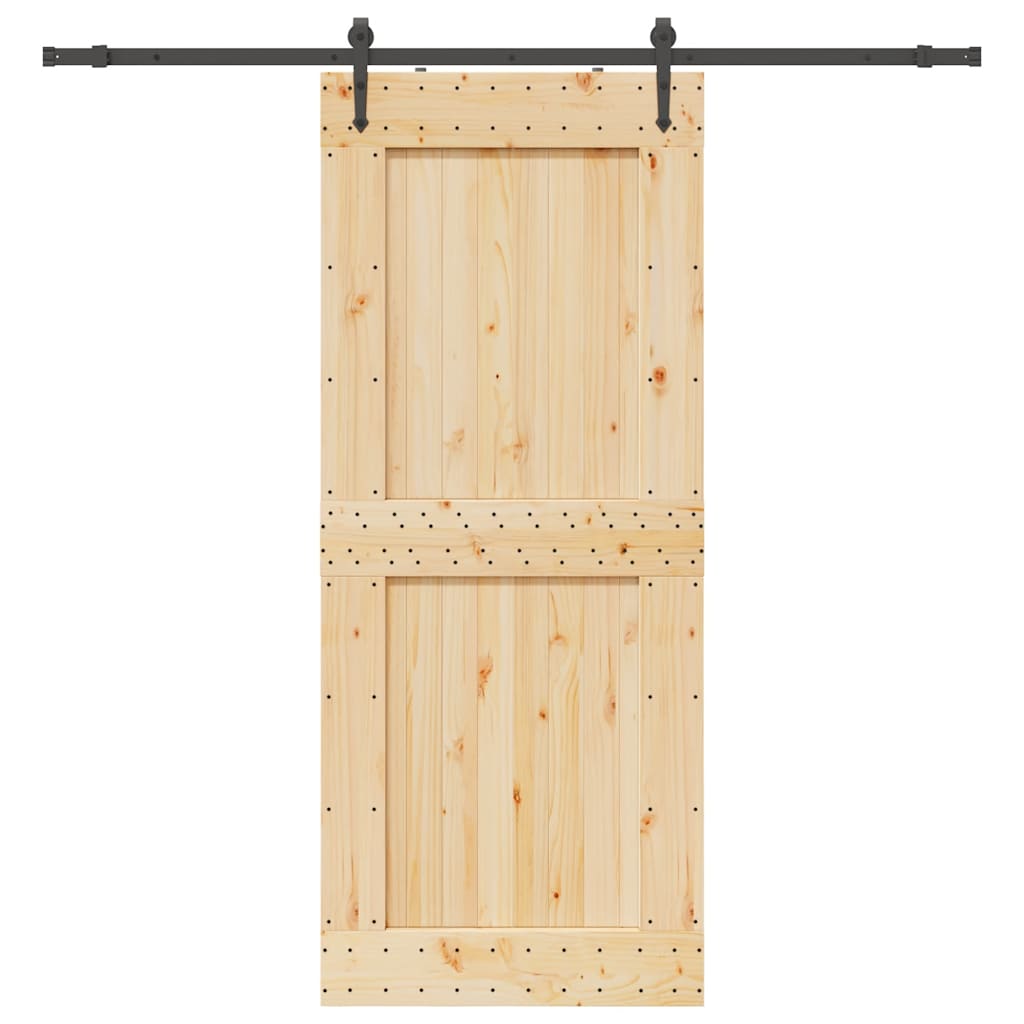 Porta Scorrevole con Set Hardware 95x210 cm Legno Massello Pino