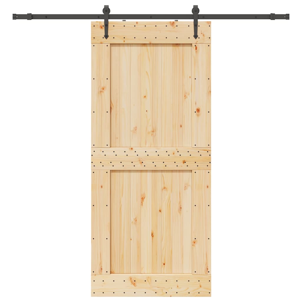 Porta Scorrevole con Set Hardware 100x210cm Legno Massello Pino