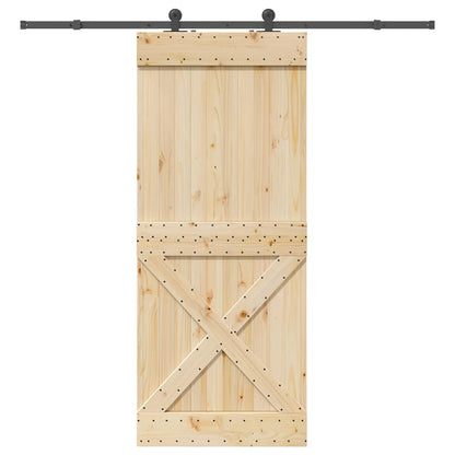 Porta Scorrevole con Set Hardware 95x210 cm Legno Massello Pino