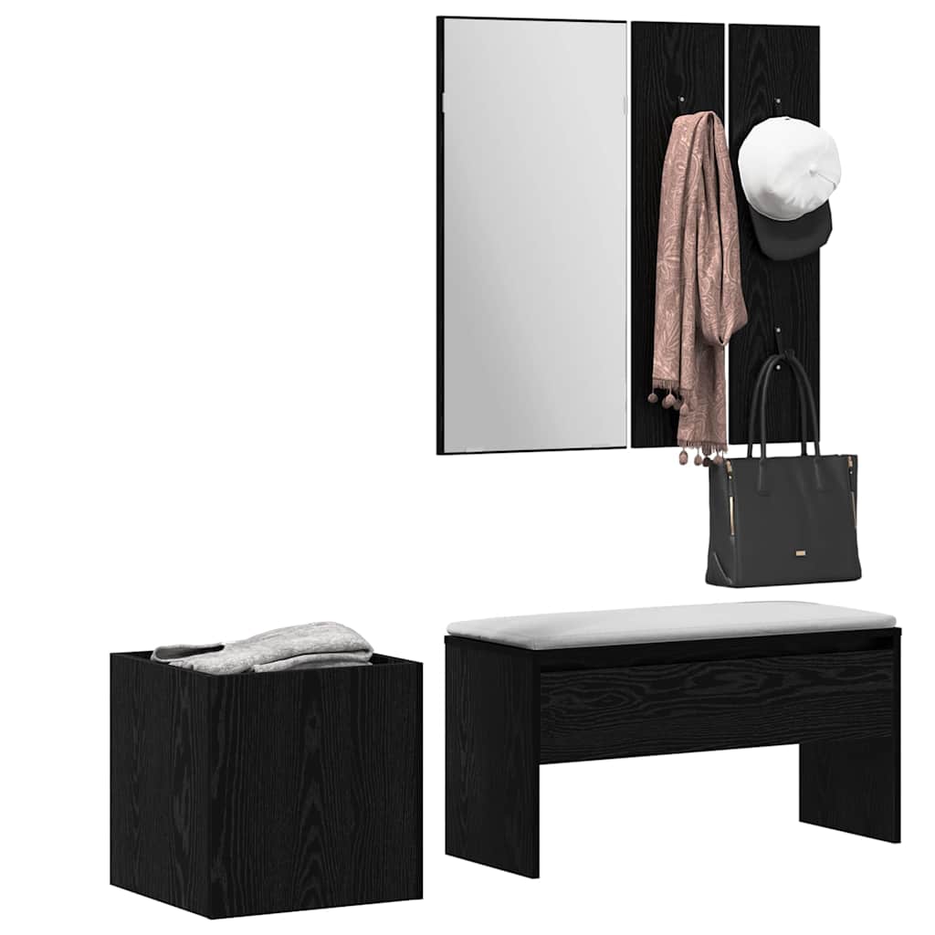 Set mobili da ingresso con specchio 5 pcs Legno multistrato
