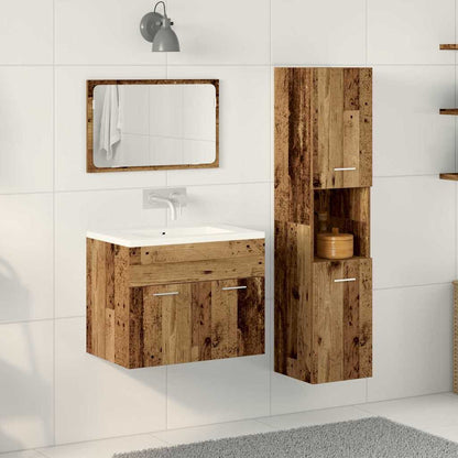 Set di mobili per il bagno con porta 3 pcs Legno vecchio
