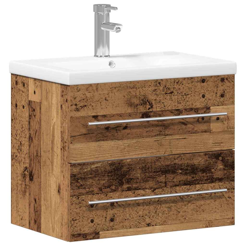 Armadio per Lavabo da Bagno con cassetto 2 pcs Legno vecchio
