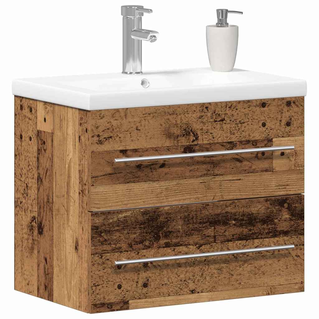 Armadio per Lavabo da Bagno con cassetto 2 pcs Legno vecchio