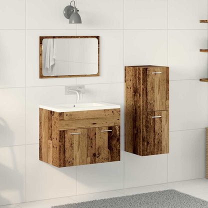 Set di mobili per il bagno con porta 3 pcs Legno vecchio