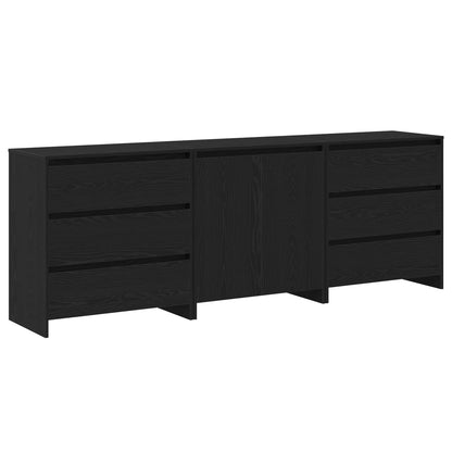 Credenza 3 pcs Nero 70 x 41 x 75 cm Legno multistrato