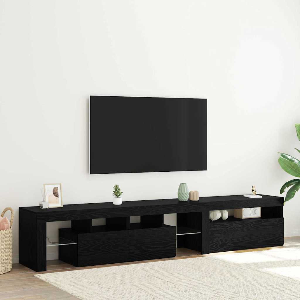 Mobile TV con led 2 pcs Rovere Nero 215 x 36,5 x 40 cm