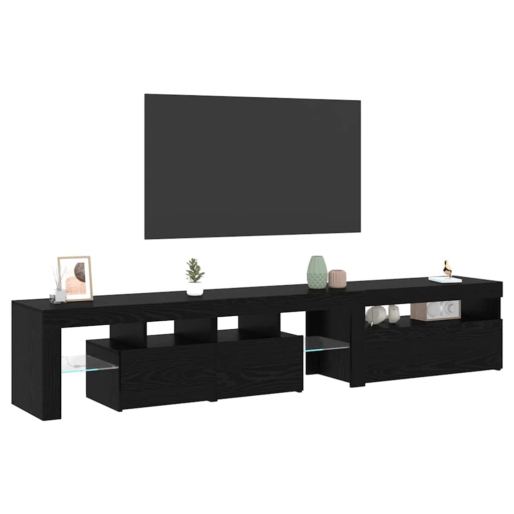 Mobile TV con led 2 pcs Rovere Nero 215 x 36,5 x 40 cm