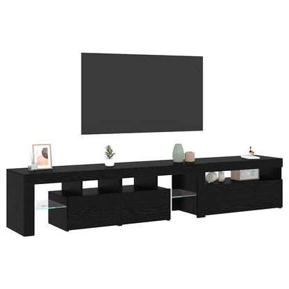 Mobile TV con led 2 pcs Rovere Nero 215 x 36,5 x 40 cm