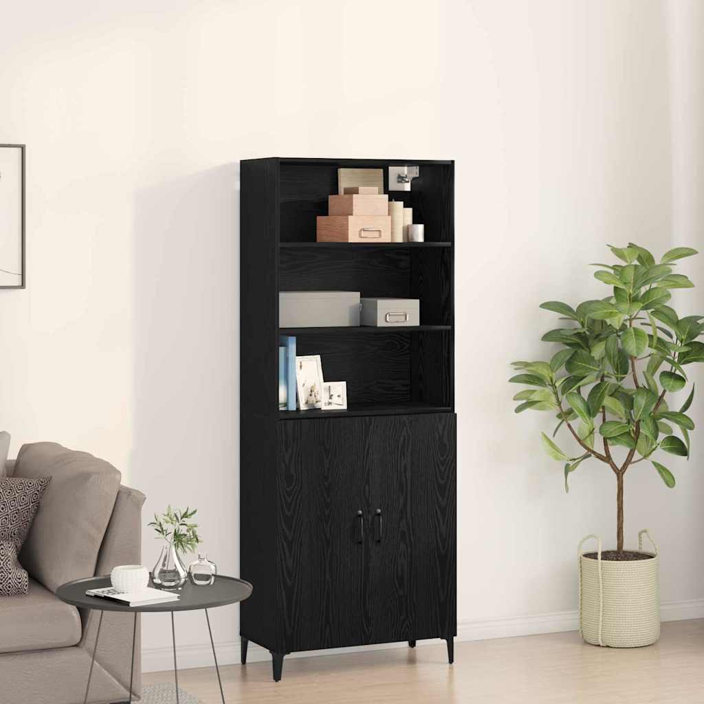 Credenza Rovere Nero 69,5 x 32,5 x 180 cm Legno multistrato