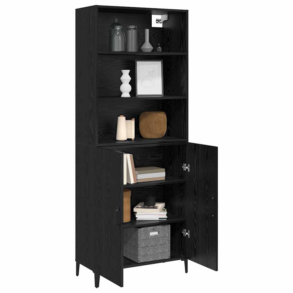 Credenza Rovere Nero 69,5 x 32,5 x 180 cm Legno multistrato