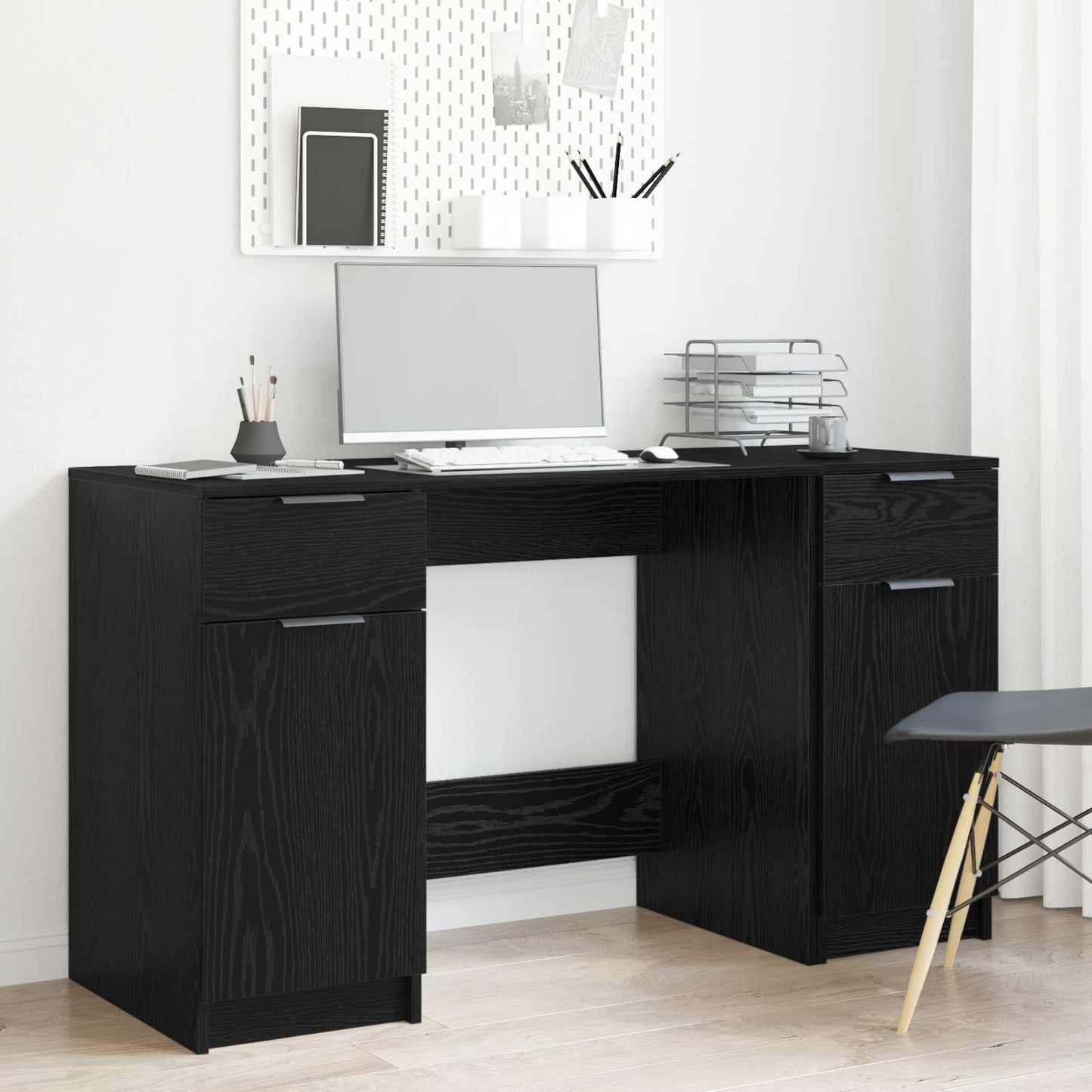 Scrivania Rovere Nero 133 x 50 x 75 cm Legno multistrato