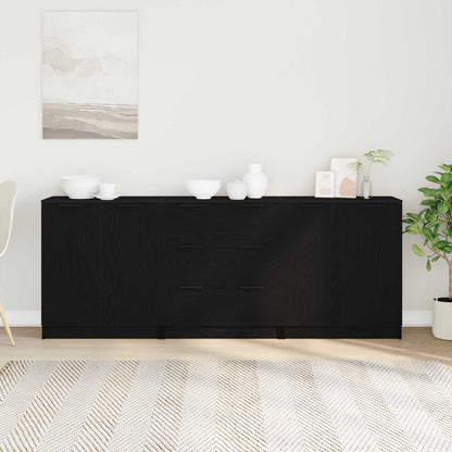 Credenza 3 pcs Rovere Nero 180 x 30 x 70 cm Legno multistrato