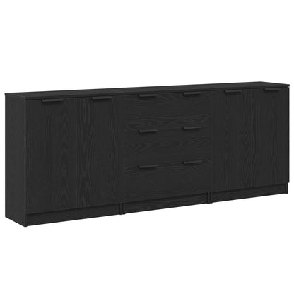 Credenza 3 pcs Rovere Nero 180 x 30 x 70 cm Legno multistrato