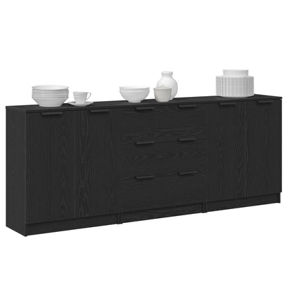 Credenza 3 pcs Rovere Nero 180 x 30 x 70 cm Legno multistrato