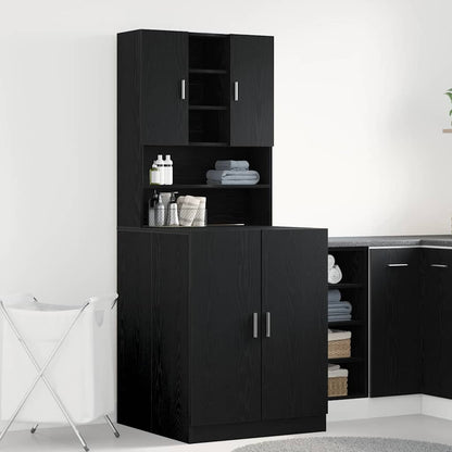 Armadio per Lavatrice 2 pcs Rovere Nero 70,5 x 71,5 x 181,5 cm