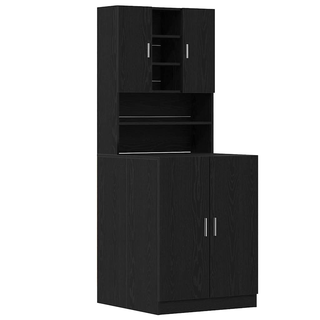Armadio per Lavatrice 2 pcs Rovere Nero 70,5 x 71,5 x 181,5 cm