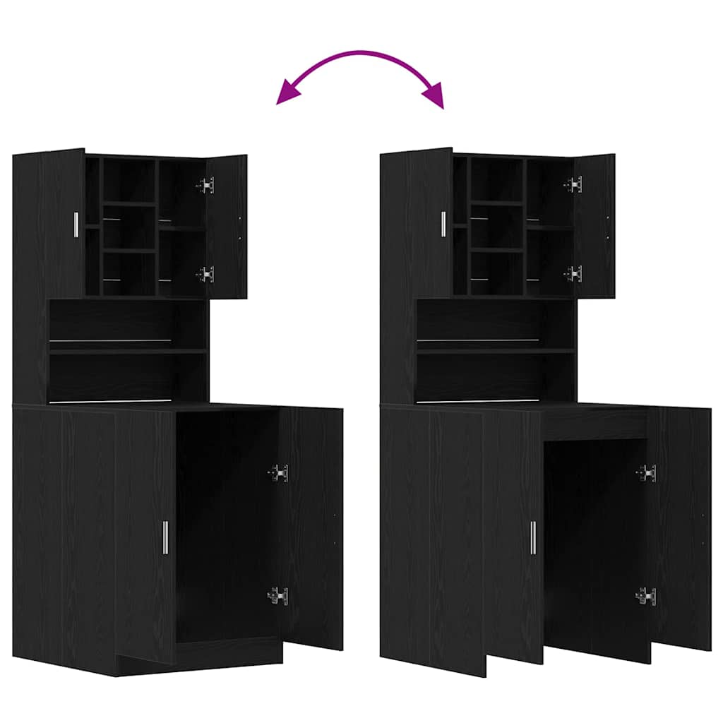 Armadio per Lavatrice 2 pcs Rovere Nero 70,5 x 71,5 x 181,5 cm