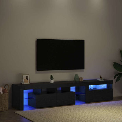 Mobile TV con led 2 pcs Rovere Nero 200 x 36,5 x 40 cm