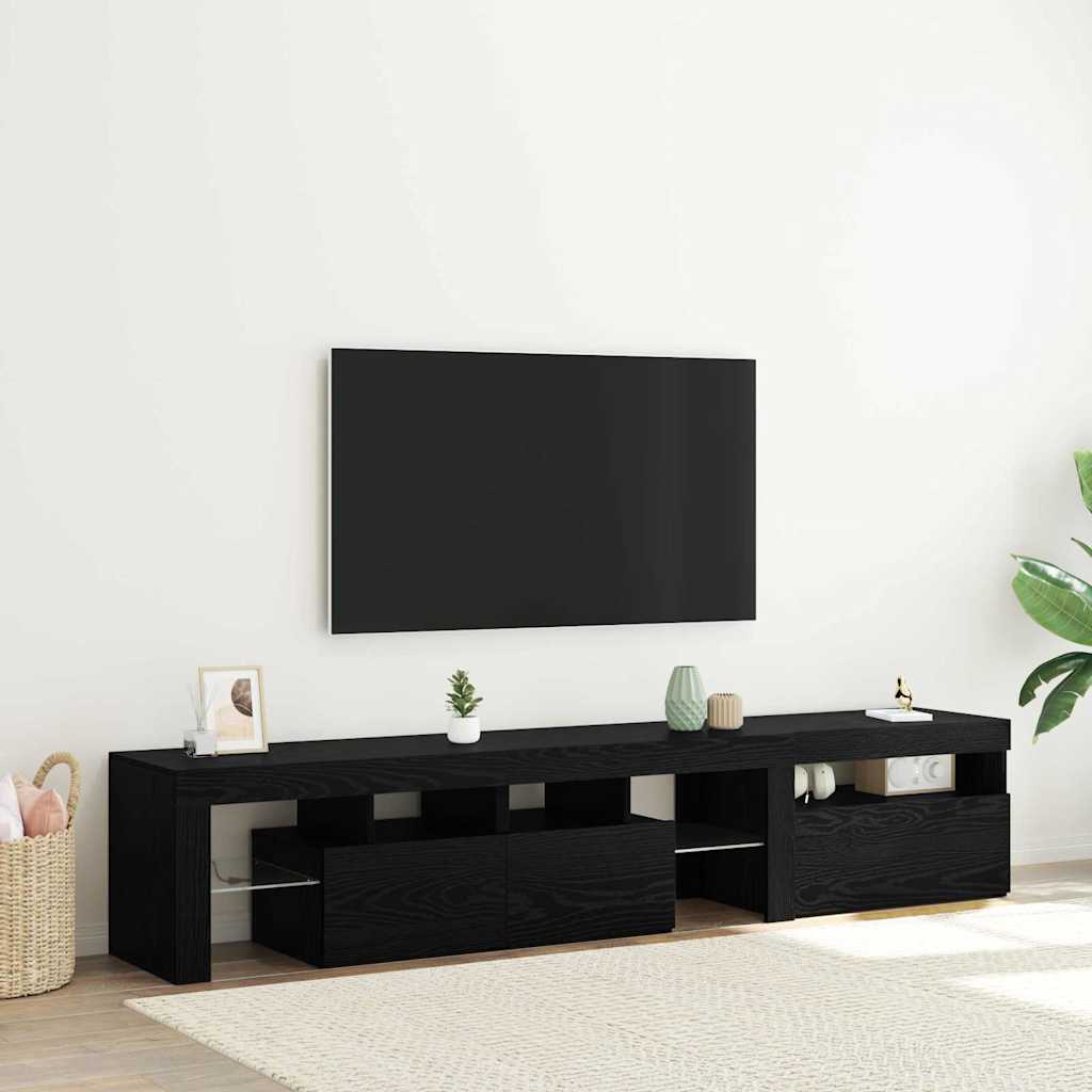 Mobile TV con led 2 pcs Rovere Nero 200 x 36,5 x 40 cm