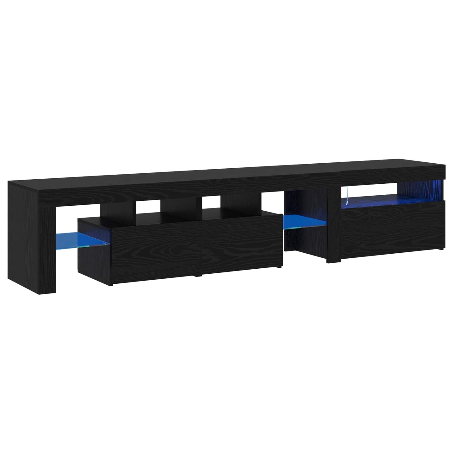 Mobile TV con led 2 pcs Rovere Nero 200 x 36,5 x 40 cm